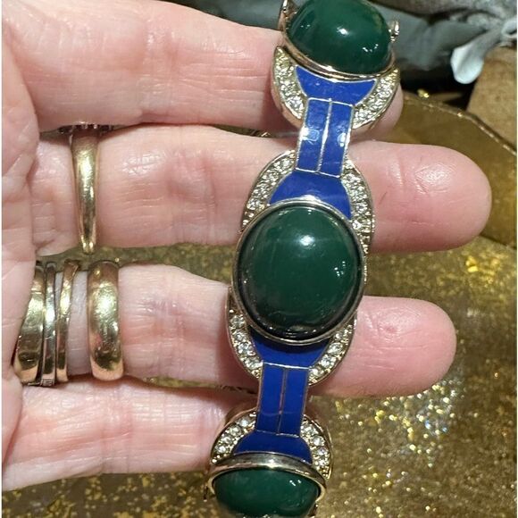 Ann Taylor Gorgeous Green & Blue Enamel Stretch Bracelet - Picture 2 of 5